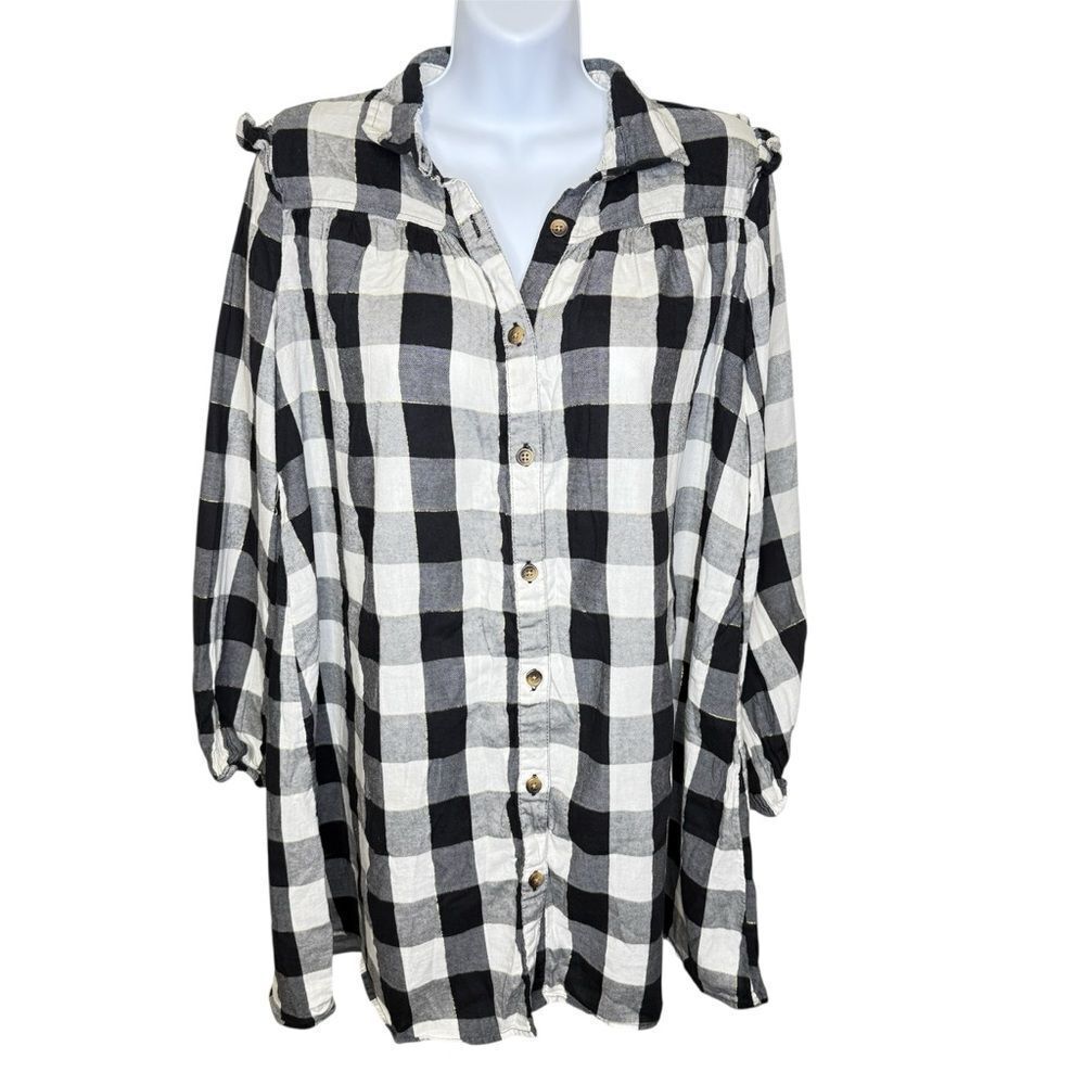 Thereabouts Gingham Black and White Plaid Button-down Kids Dress Size XL (16)